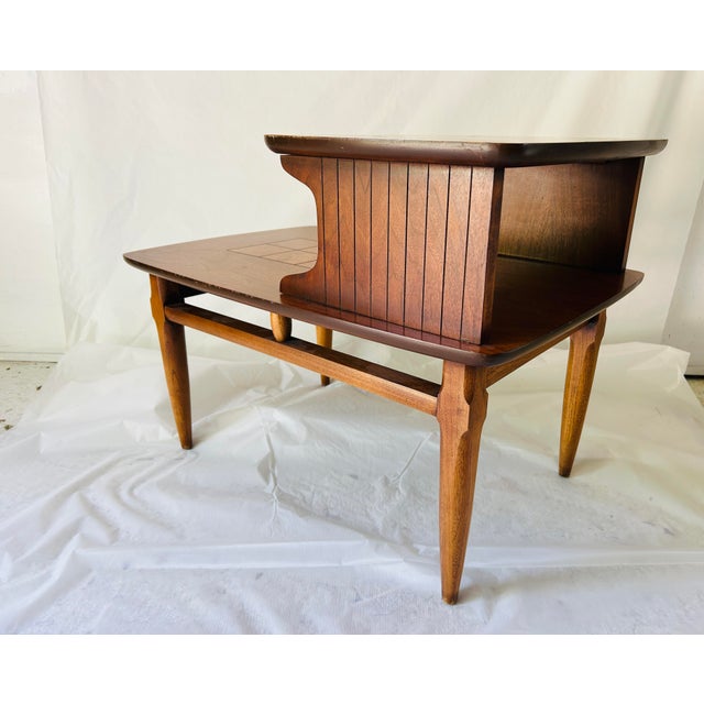 1950s Mid Century Modern Walnut Wood Lane Step End Table