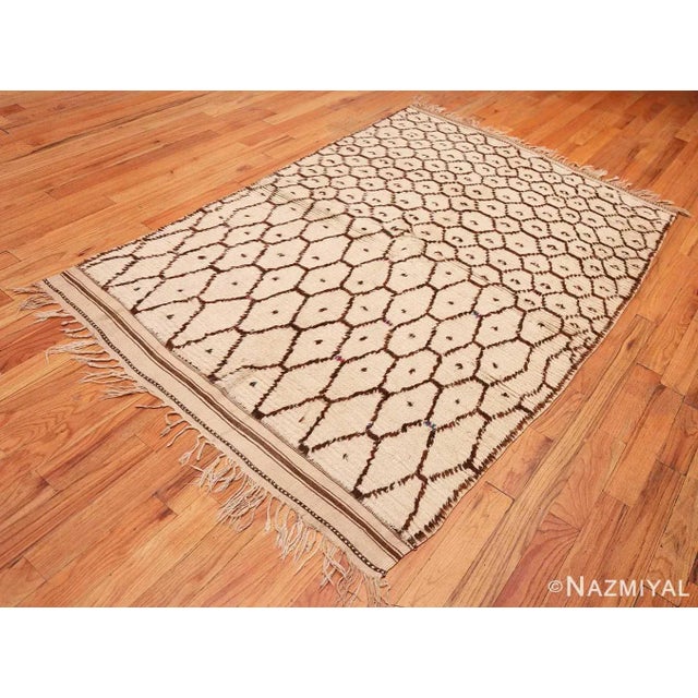 Breathtaking and Primitive Vintage Shag Beni Ourain Moroccan Berber Rug, Country of Origin / Rug Type: Morocco, Circa...