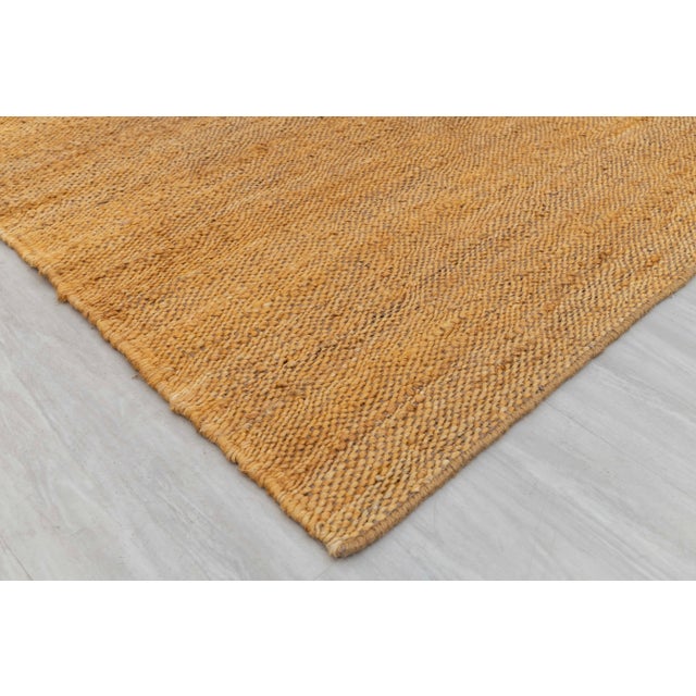 Gold Solid Handwoven Premium Natural Jute Yarn Flatweave Rug 10x14 Ft. For Sale - Image 10 of 12