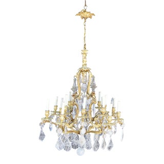 French Late 19th Century Gilt Bronze and Rock Crystal Chandelier For Sale