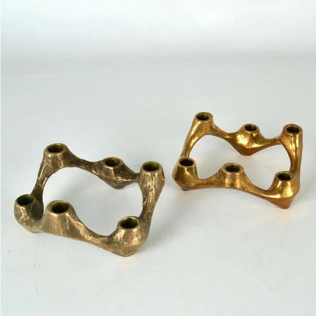 Bronze Candelabras for 6 Candles, 1970s, Set of 2 For Sale - Image 3 of 11