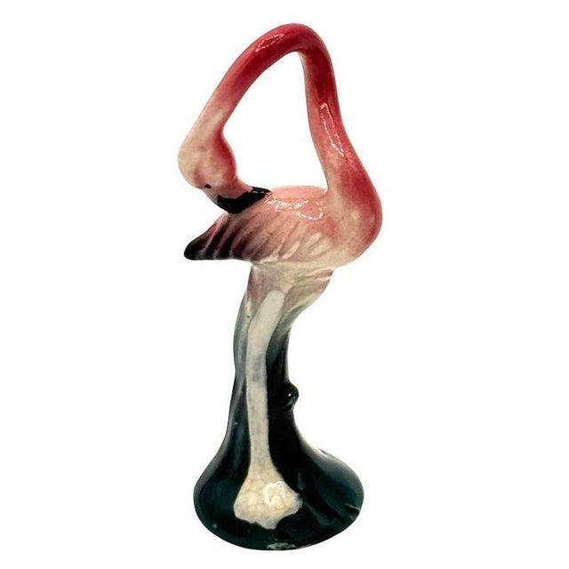 Set of 2, Mid 20th Century California Pottery Ceramic Miniature Pink Flamingo Tabletop Statue For Sale - Image 4 of 5