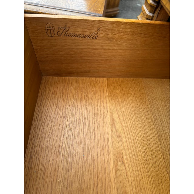 1970s Thomasville Mediterranean Brutalist Oak 5-Piece Bedroom Suite For Sale - Image 9 of 9