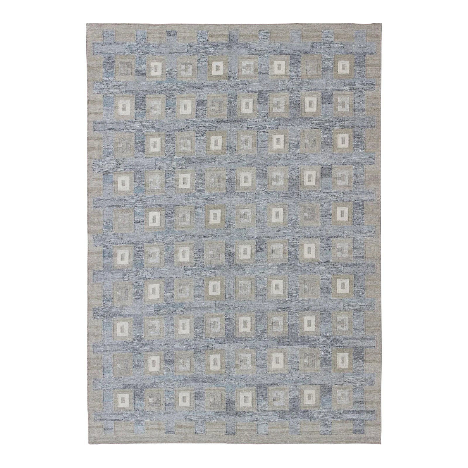 Large Modern Scandinavian/ Swedish Geometric Design Rug in Squares by ...
