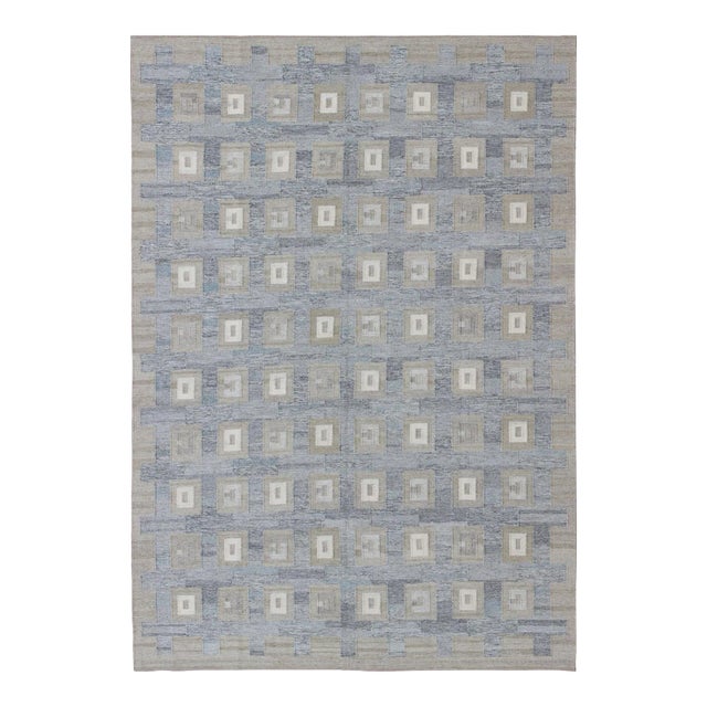 Scandinavian Modern Geometric Design Rug by Keivan Woven Arts, 10'4 X 13'9 For Sale