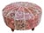 Large Round Puffy Pink Floral Patchwork Ottoman Footstool For Sale