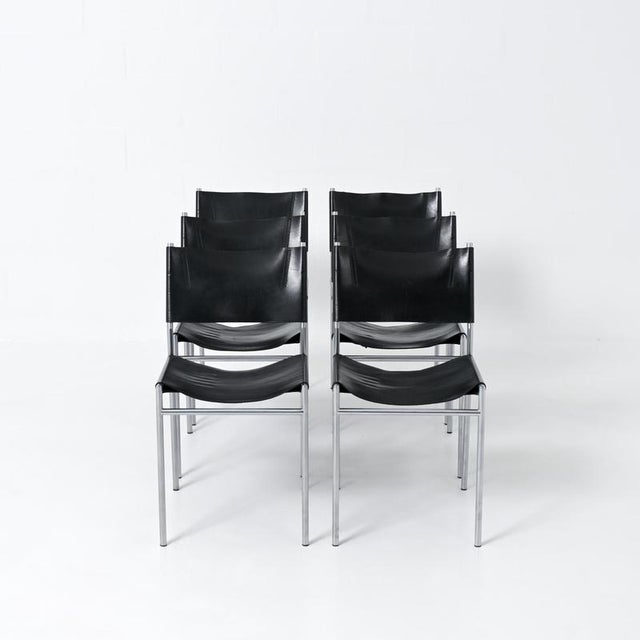 Black SE06 Dining Chairs by Martin Visser for T Spectrum, 1960s, Set of 6 For Sale - Image 8 of 18