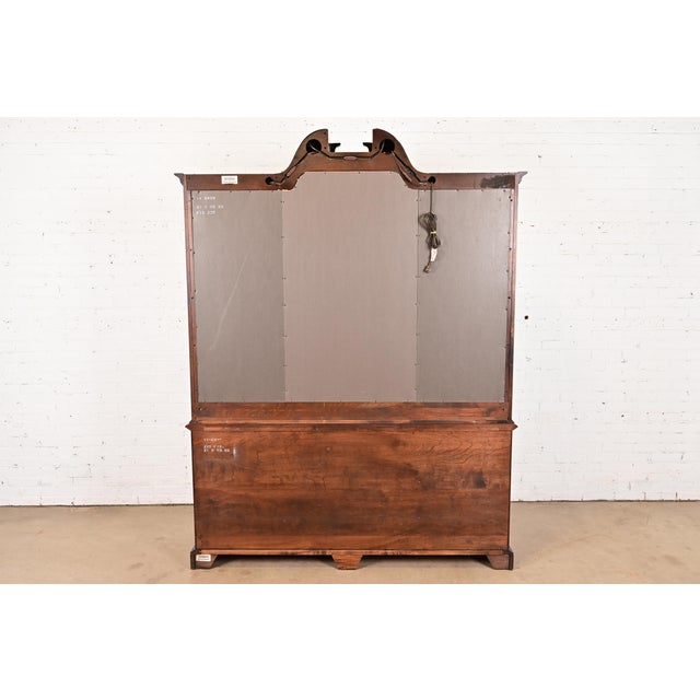 Ethan Allen Georgian Solid Cherry Wood Breakfront Bookcase Cabinet For Sale - Image 11 of 13