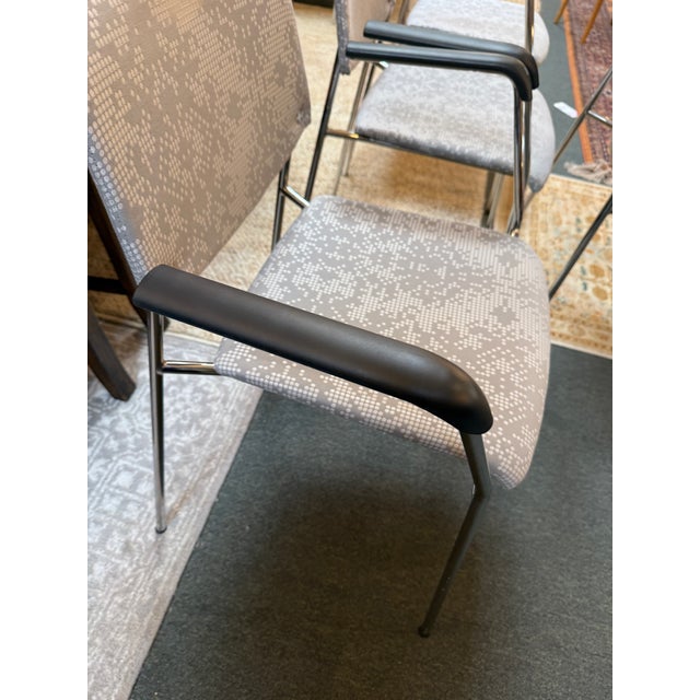 Hightower Modernist Stackable Damask Print Arm Chairs, Pair For Sale - Image 4 of 12