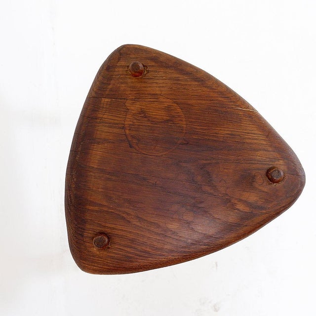 Rustic Tripod Stool with Triangular Seat, 1960s, in Good conditions. Designed 1960 to 1969