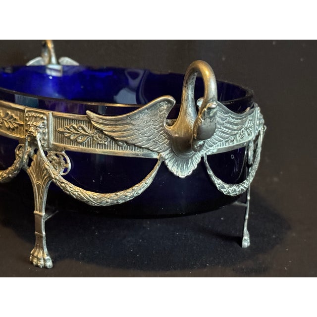 19thC European Louis XVI Silver Blue Jardiniere Bowl For Sale - Image 4 of 18