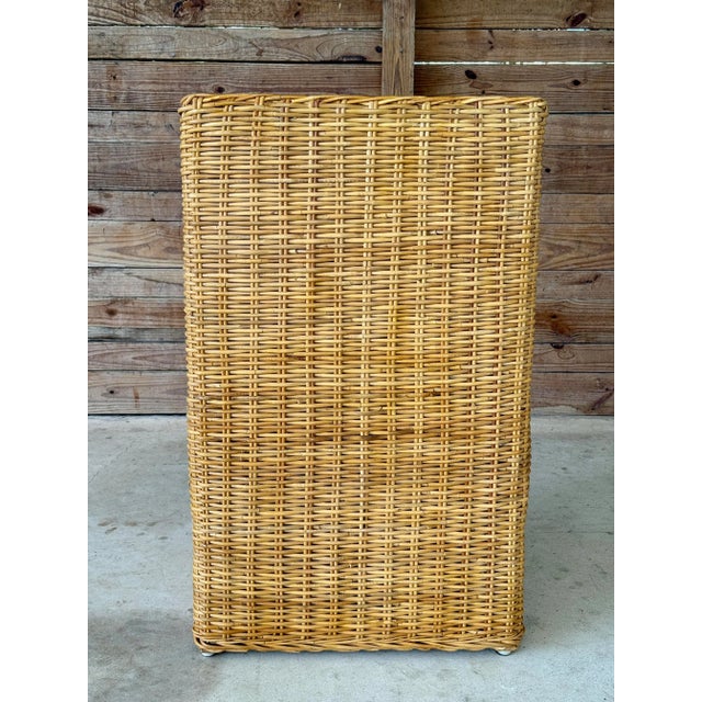 Coastal Organic Modern Rattan Braid Column Pedestal by Wicker Works For Sale - Image 12 of 12