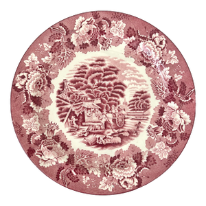 Antique English Pink Transferware Plate