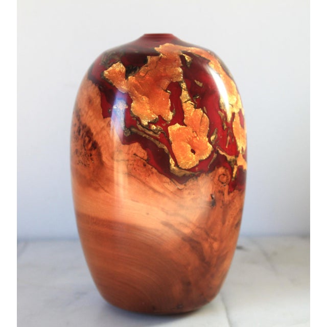2000 - 2009 Robert W. Chatelain Black Cherry Burled Wood Hand Turned Vessel For Sale - Image 5 of 12