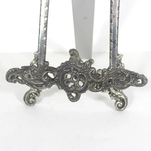 Victorian Large Ornate Vintage Silver Picture Easel, Art Display Holder For Sale - Image 3 of 8