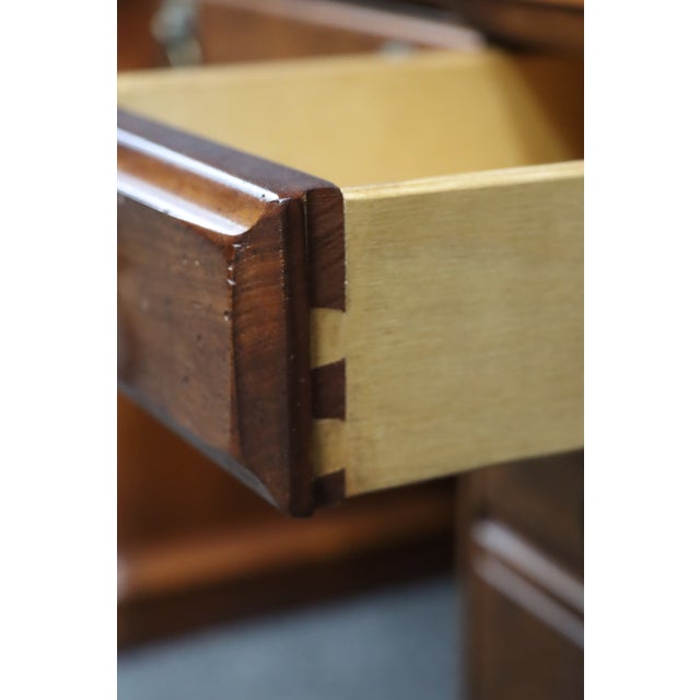 Brown Croquet Cherry Leather-Top Partners Desk Form Coffee Table For Sale - Image 8 of 16