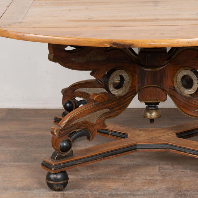 Brown 19th Century Swedish Pine Drop Leaf Pedestal Dining Table For Sale - Image 8 of 17