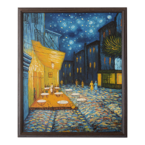 Mid Century Impressionist Style Night Cafe & Street Scene Painting
