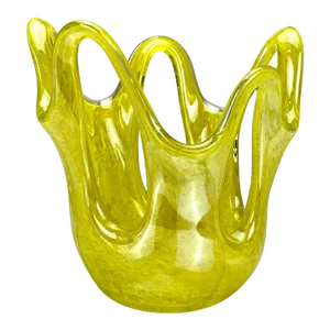 Mid-Century Italian Murano Stretch Yellow Art Glass Bowl