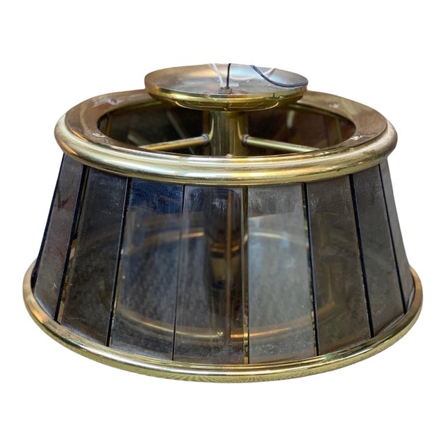 Vintage Forecast Lighting Nautical Light Brass Tinted Glass For Sale