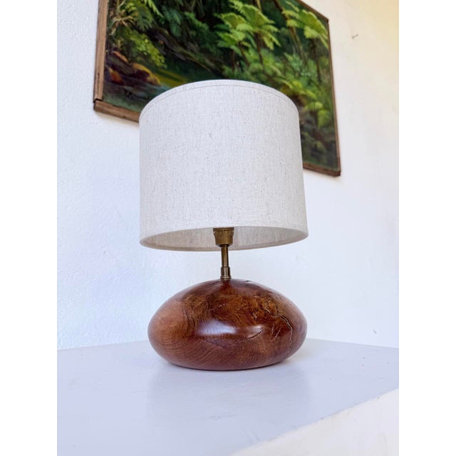 Brutalist Olive Wood Table Lamp, 1970s For Sale - Image 10 of 18