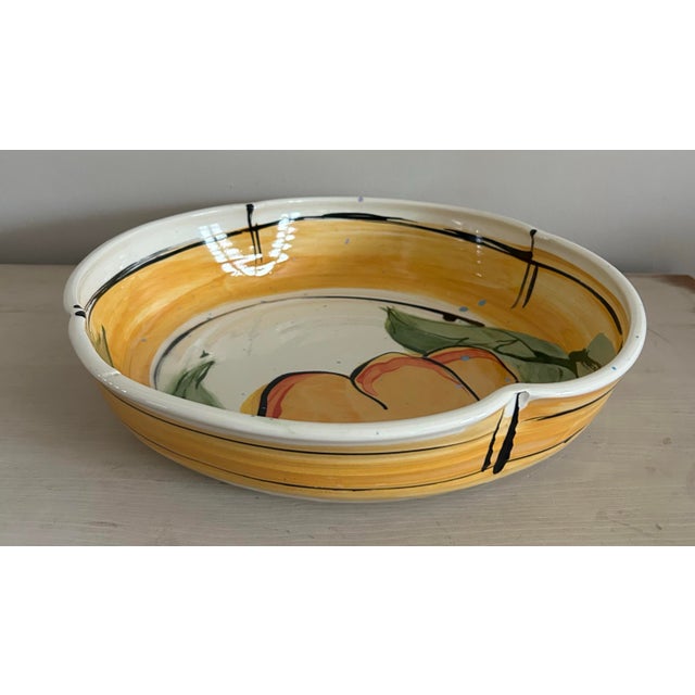 Orange Large Studio Pottery Hand Painted Serving Bowl by Donna Toohey For Sale - Image 8 of 8