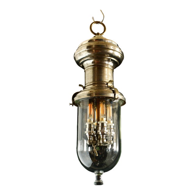 19th Century Gas Pendant With Pyrex Cloche For Sale
