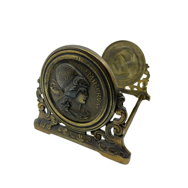 Antique Expandable Art Nouveau Gold Cast Iron Book End For Sale - Image 10 of 12