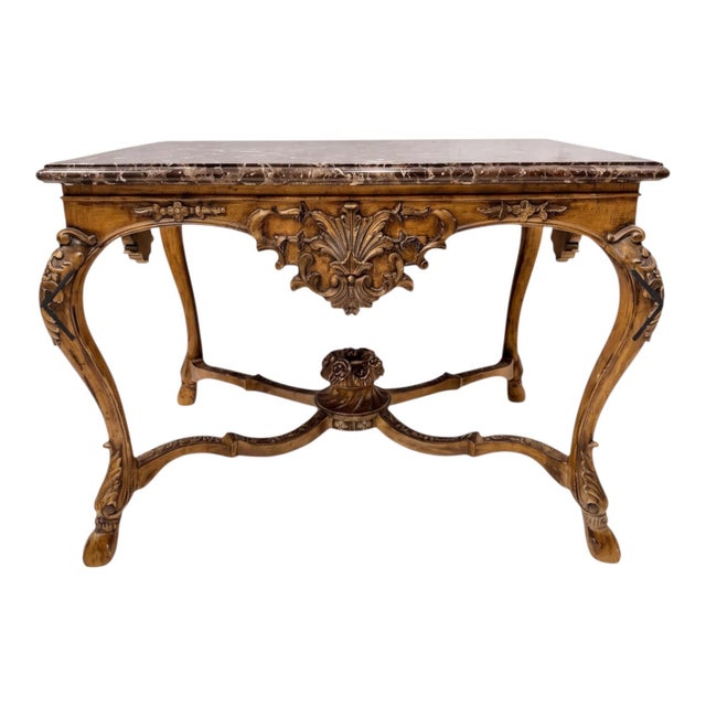20th-C. Maitland-Smith French Louis XV Style Marble Top Fruitwood Center / Side Table For Sale - Image 14 of 14
