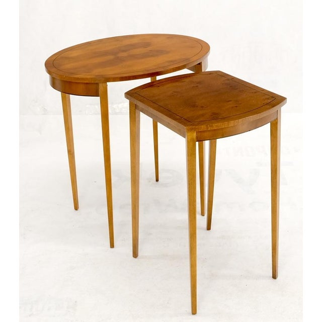 Mid 20th Century Set of Burl Wood Oval Nesting Tables by Baker For Sale - Image 9 of 15