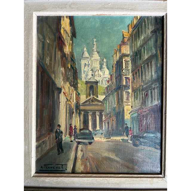 1950s Vintage 1950’s French Oil Painting “A View of Paris” by A. Franchet For Sale - Image 5 of 9