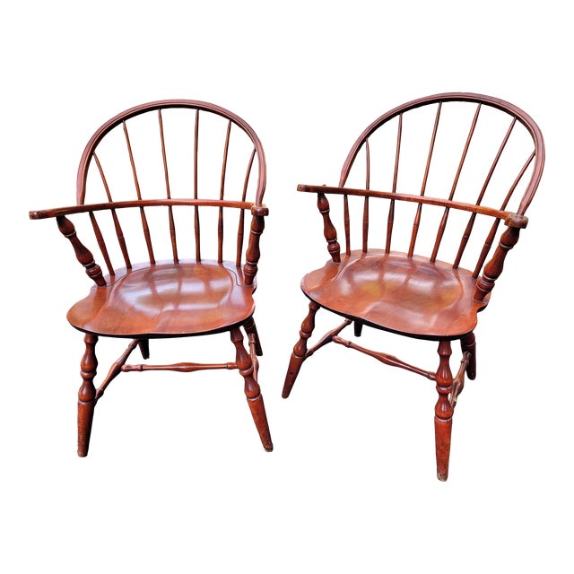 Mid 20th Century Pair of Mid-Century Windsor A/K/A Captain's Arm Chairs For Sale