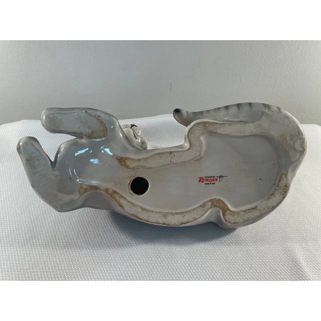 Large Mid 20th Century Ronzan Ceramic Gray Tabby Cat For Sale - Image 10 of 13
