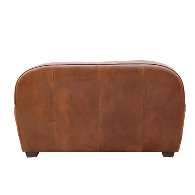 Pasargad Home Paris Club Genuine Leather Loveseat For Sale - Image 4 of 8