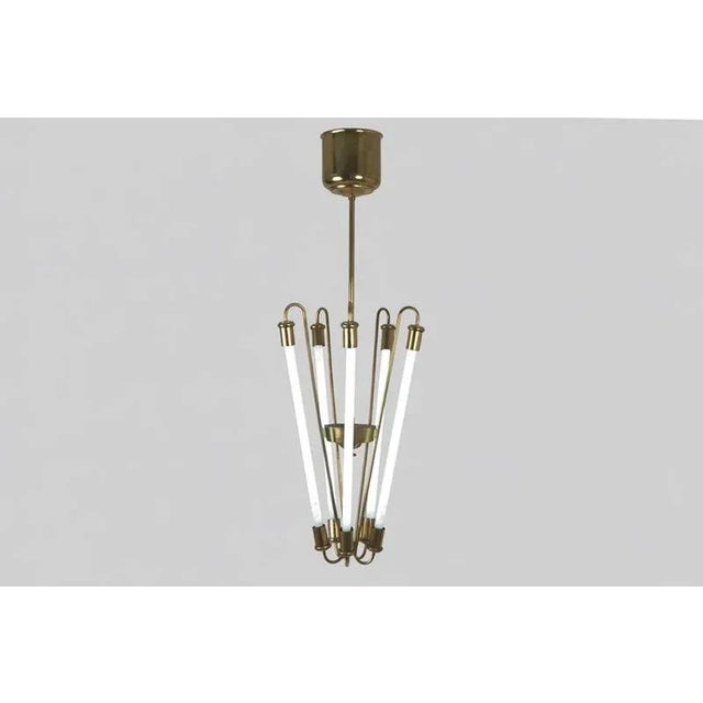 Neon and Brass Lamp, Germany, 1950s For Sale - Image 9 of 9