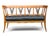 1950s Vintage Sculpted Wood Bench With Button-Tufted Black Leather Seat For Sale - Image 5 of 12