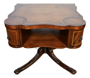 1930 English Regency Mahogany & Leather Top Center Table / Hall Table