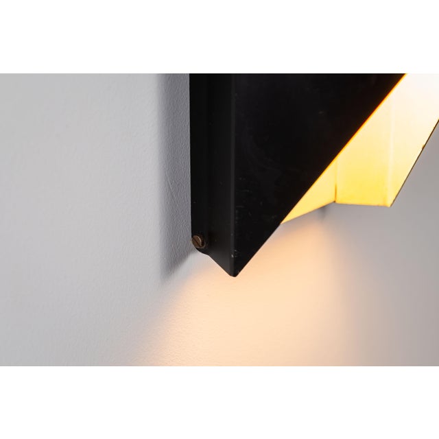 Vintage Architectural Angular Geometric Black Metal Wall Lamps, 1960s, Set of 2 For Sale - Image 12 of 17