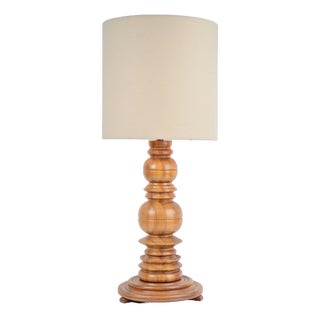 Brutalist Spindle Turned Oak Table Lamp, 1960s For Sale