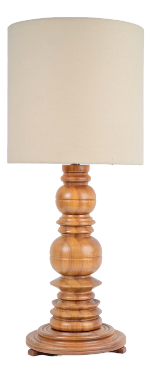 Brutalist Spindle Turned Oak Table Lamp, 1960s