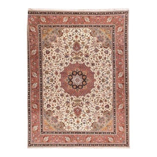 Extremely Fine Persian Tabriz Woven by the Artist Master Weaver Wool & Silk Rug 9'10'' X 12'10' For Sale