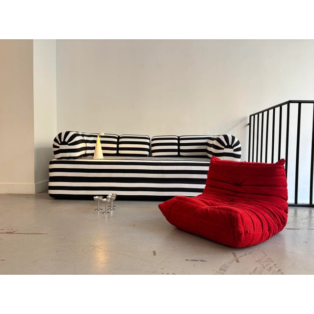 Vintage Black and White Striped Sofa Bed, 1980 For Sale - Image 9 of 10