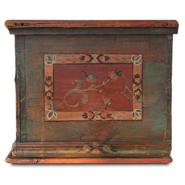 1822 Alpine Blue Floral Painted Blanket Chest For Sale - Image 15 of 18