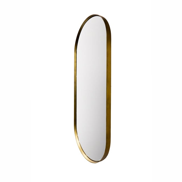 Italian Oval Mizar Wall Mirror in Burnished Metal For Sale - Image 4 of 6