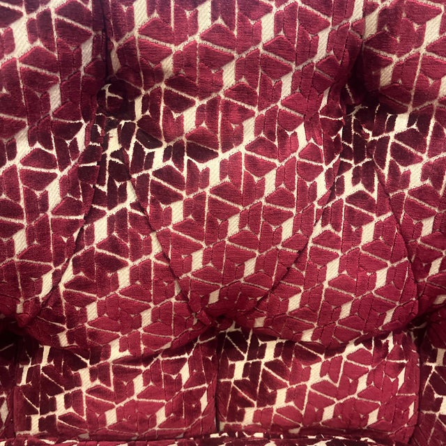 Mid-Century Modern Vintage Burgundy and Cream Loveseat For Sale - Image 3 of 6