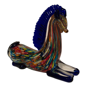 Late 20th Century Millefiori Kneeling Horse, Likely Murano