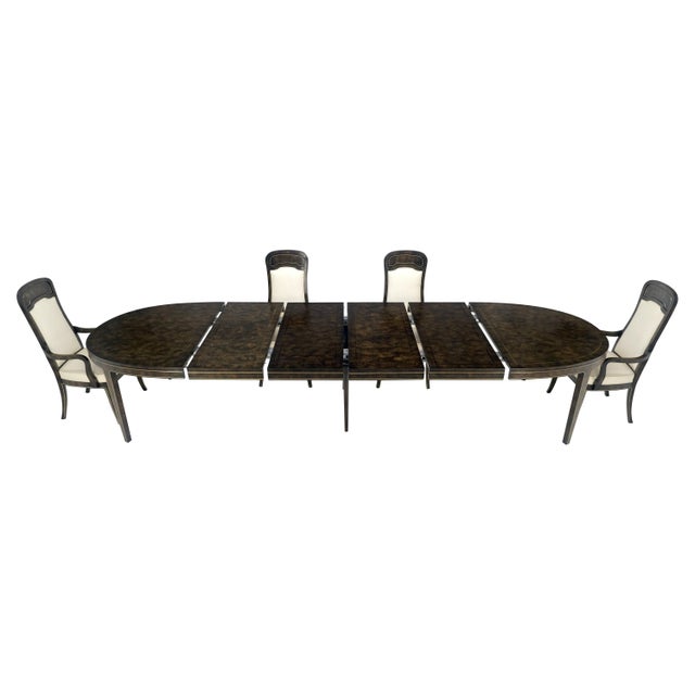 Dimensions: Table: 46” x 70” x 29” Leaves: 4 x 20” with an extended table length of 150” Chair: 21” x 21” x 66”