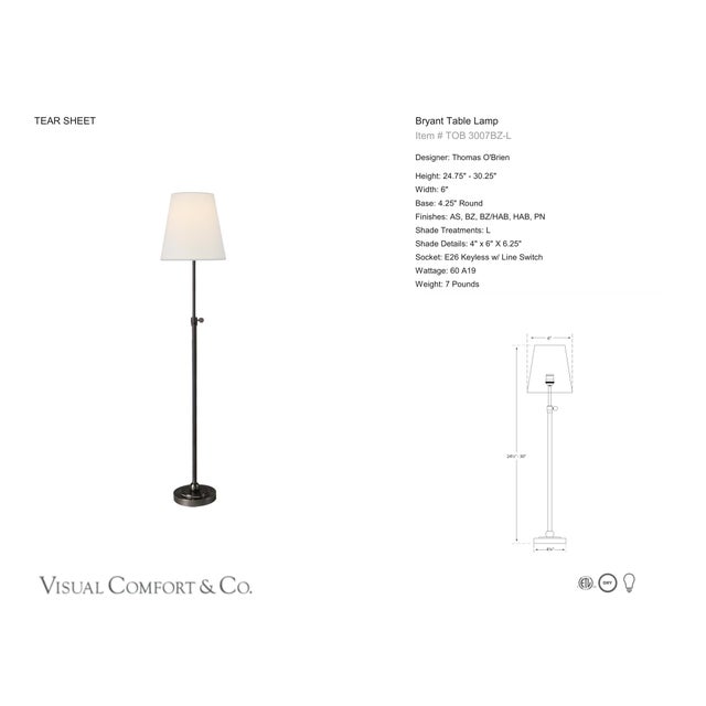 Thomas O'Brien by Visual Comfort Signature Bryant Table Lamp in Bronze with Linen Shade Designer: Thomas O'Brien Height:...