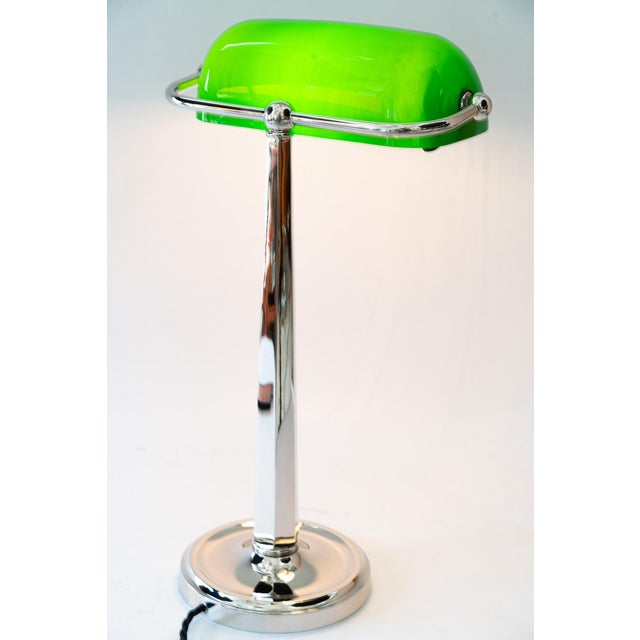 Art Deco Nickel-Plated Banker Table Lamp, Vienna, Austria, 1920s For Sale - Image 14 of 18