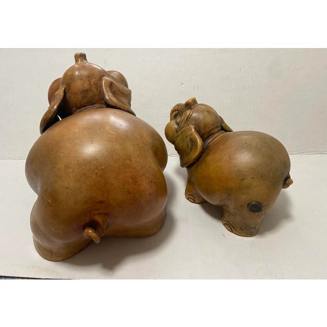 Mid 20th Century Mid-Century Sarreid Ceramic Elephant Sculpture a Pair For Sale - Image 5 of 12